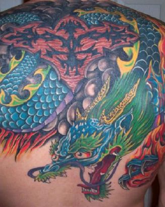 Colored Chinese Dragon Pic Tattoo